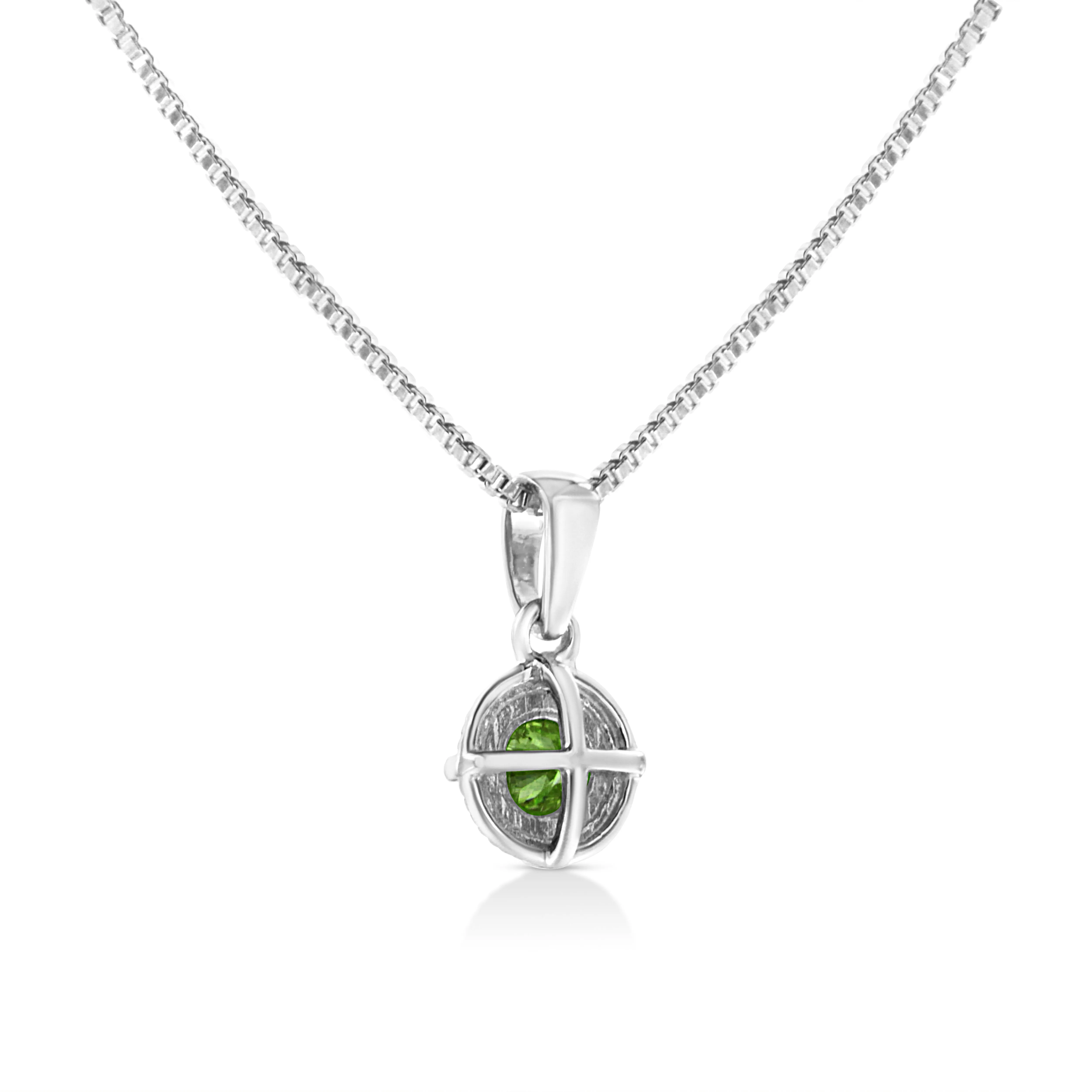 .925 Sterling Silver Treated Color Diamond Solitaire 18 Milgrain Pendant Necklace