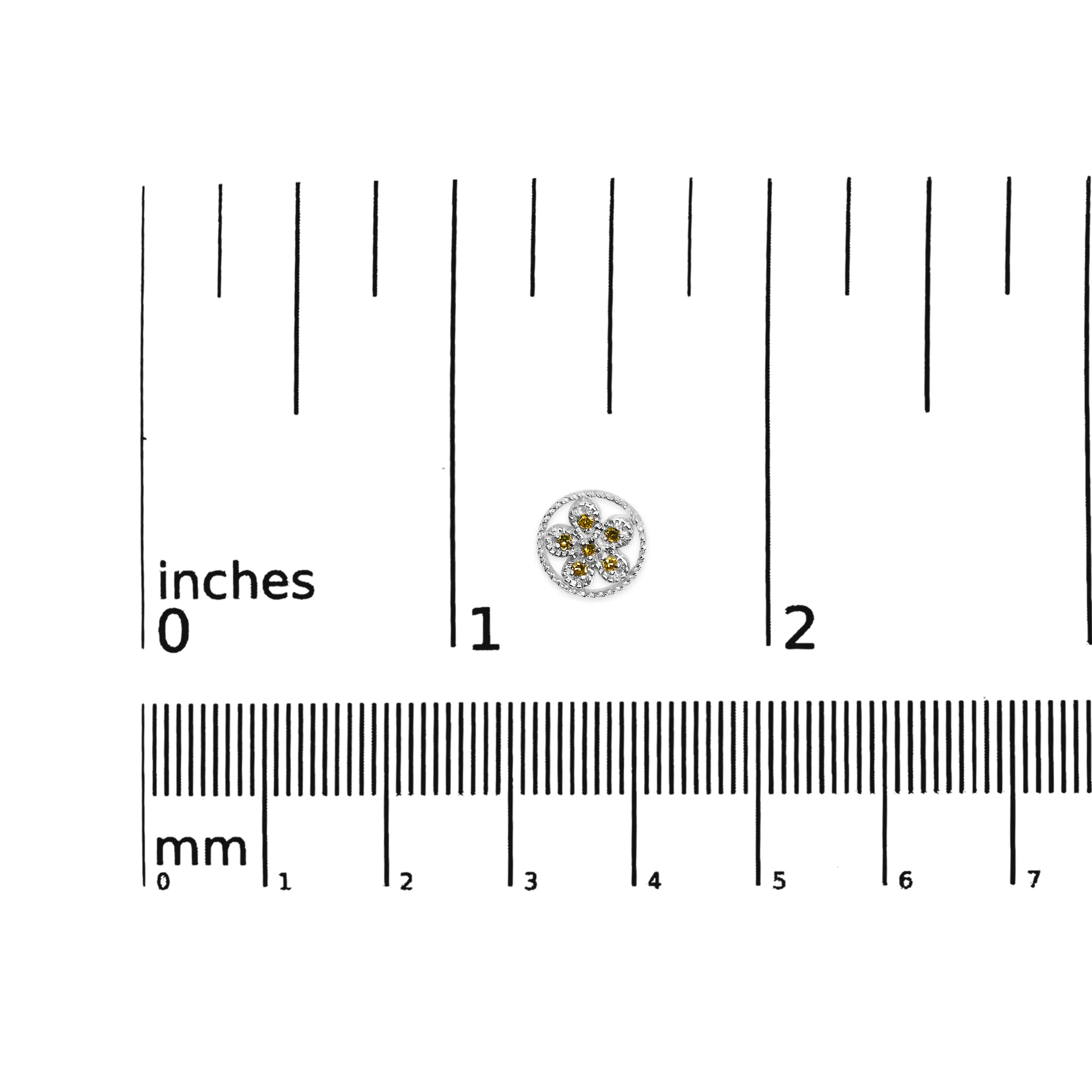 .925 Sterling Silver Yellow Diamond Accent Star and Wheel Milgrain Style Stud Earrings