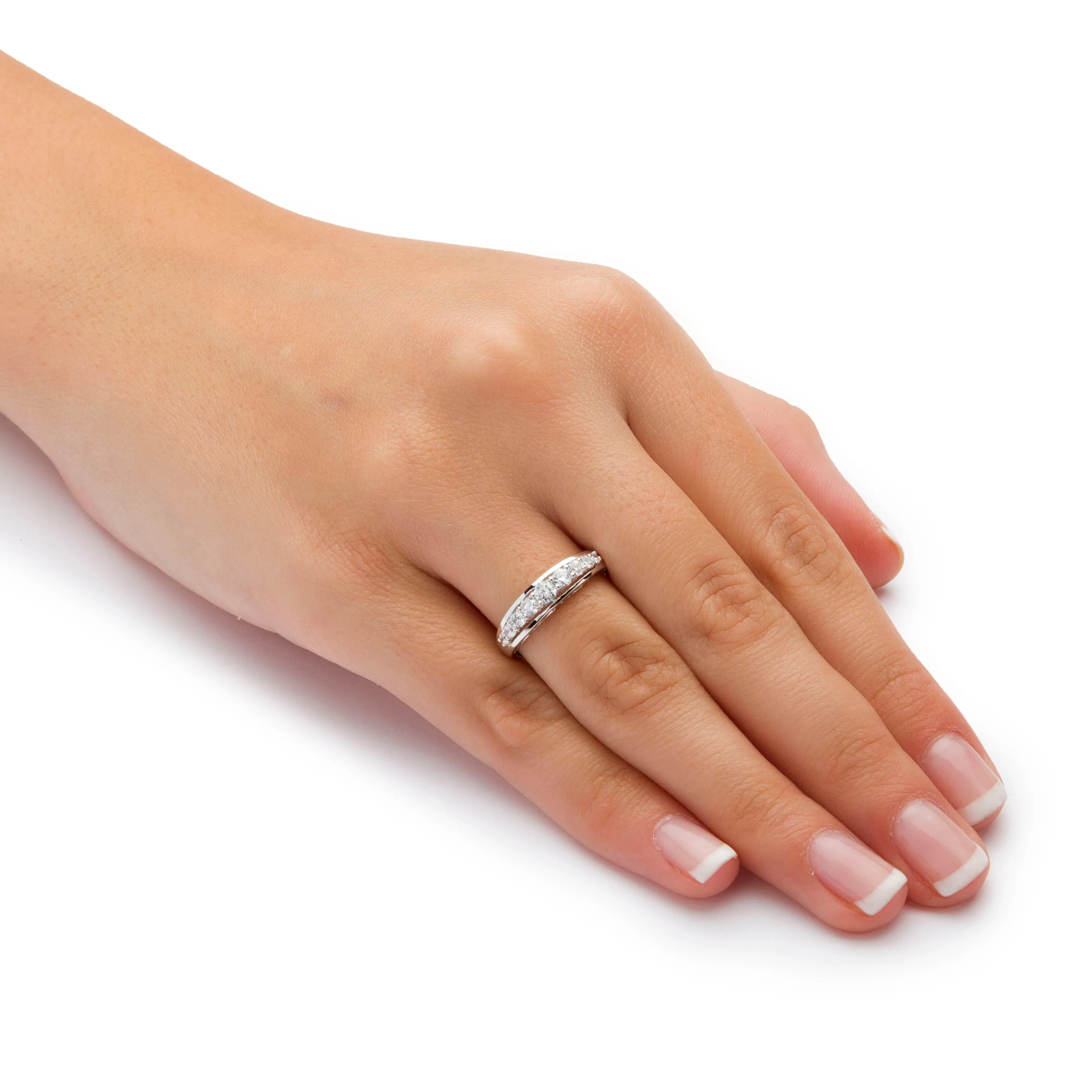 .93 TCW Round Cubic Zirconia Ring in Solid 10k White Gold