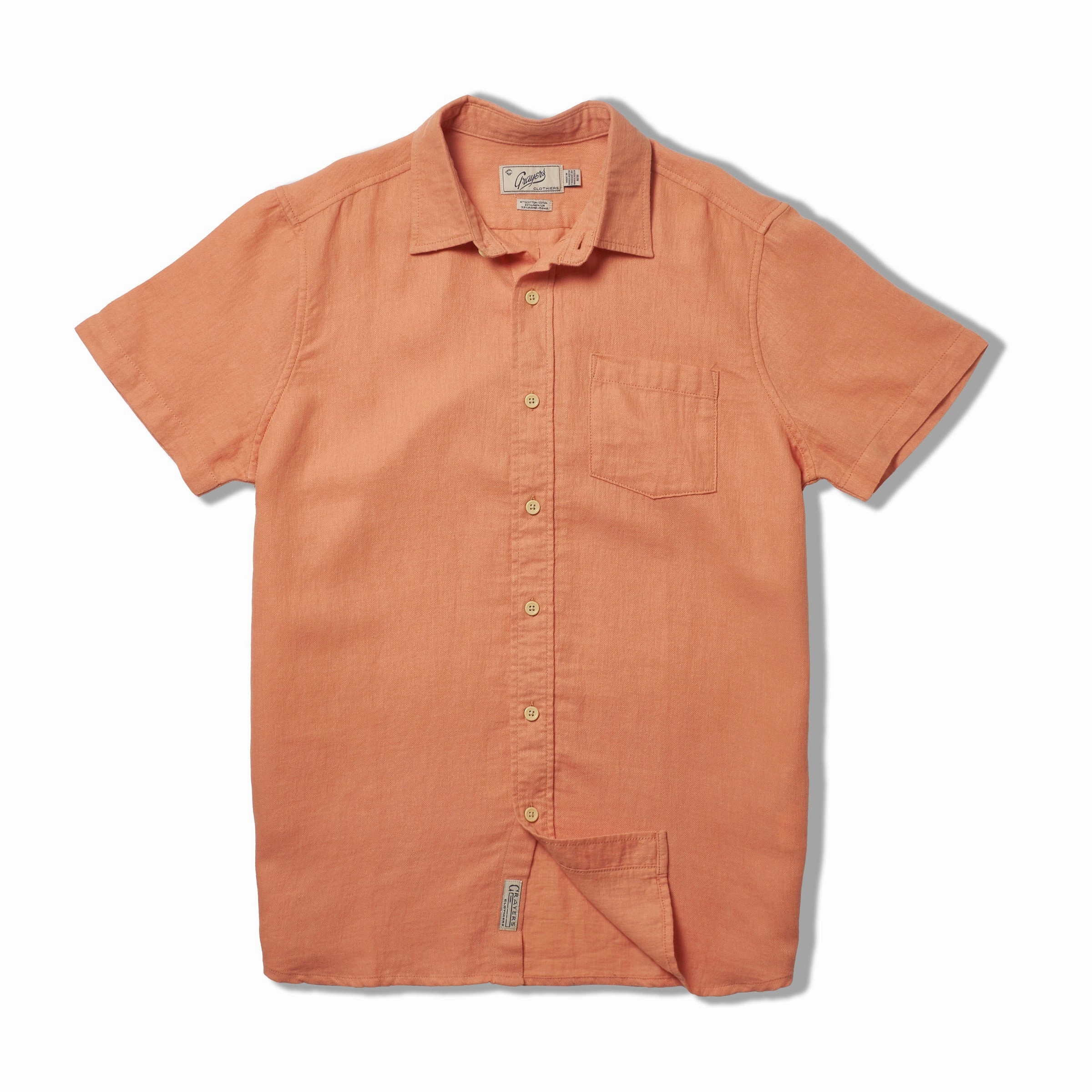 Amalfi Textured Hemp Linen Cotton Short Sleeve Shirt - Canyon Sunset
