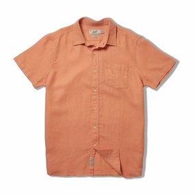 Amalfi Textured Hemp Linen Cotton Short Sleeve Shirt - Canyon Sunset