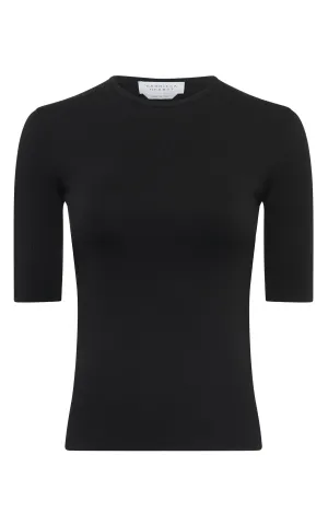 Anahita Knit T-Shirt in Black Silk