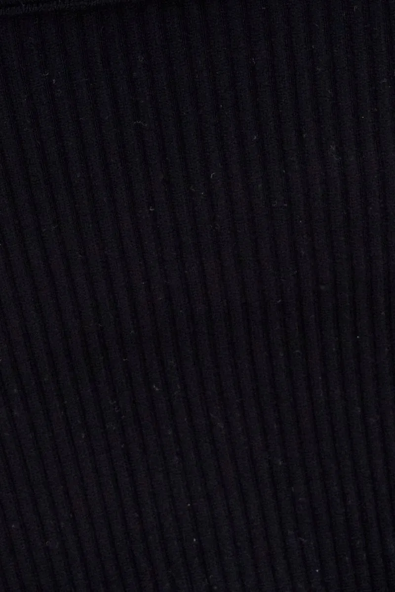 Black Crop Singlet Top Round neck