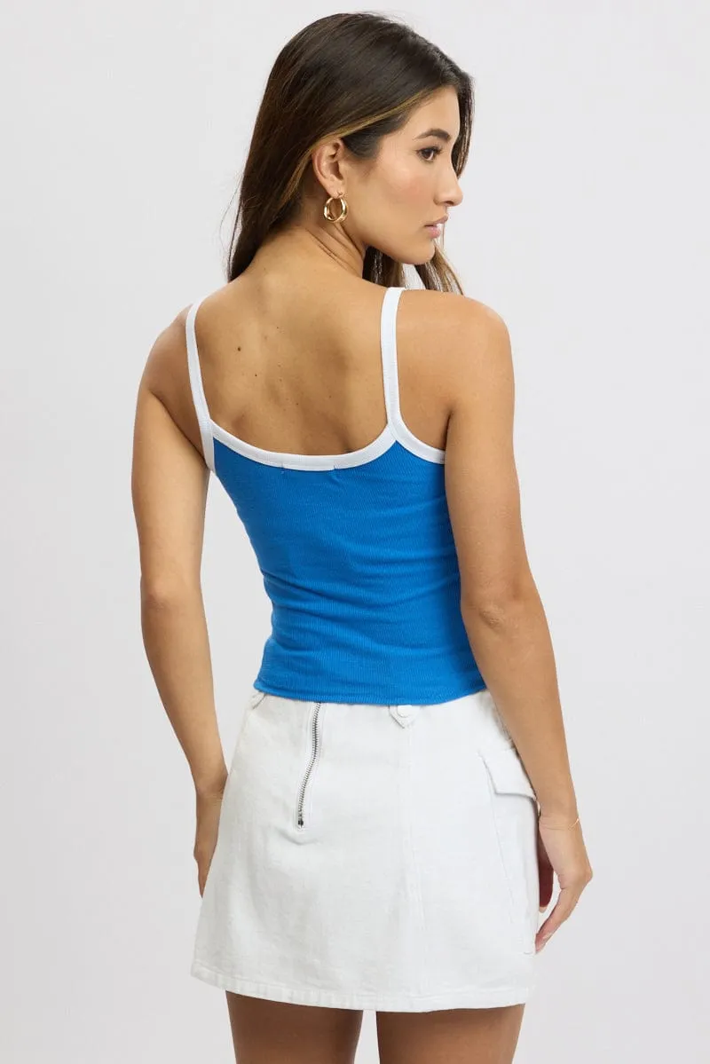 Blue Graphic Singlet Top