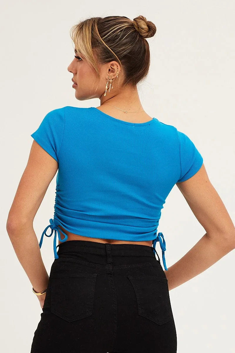 Blue Tie Side Baby Tee