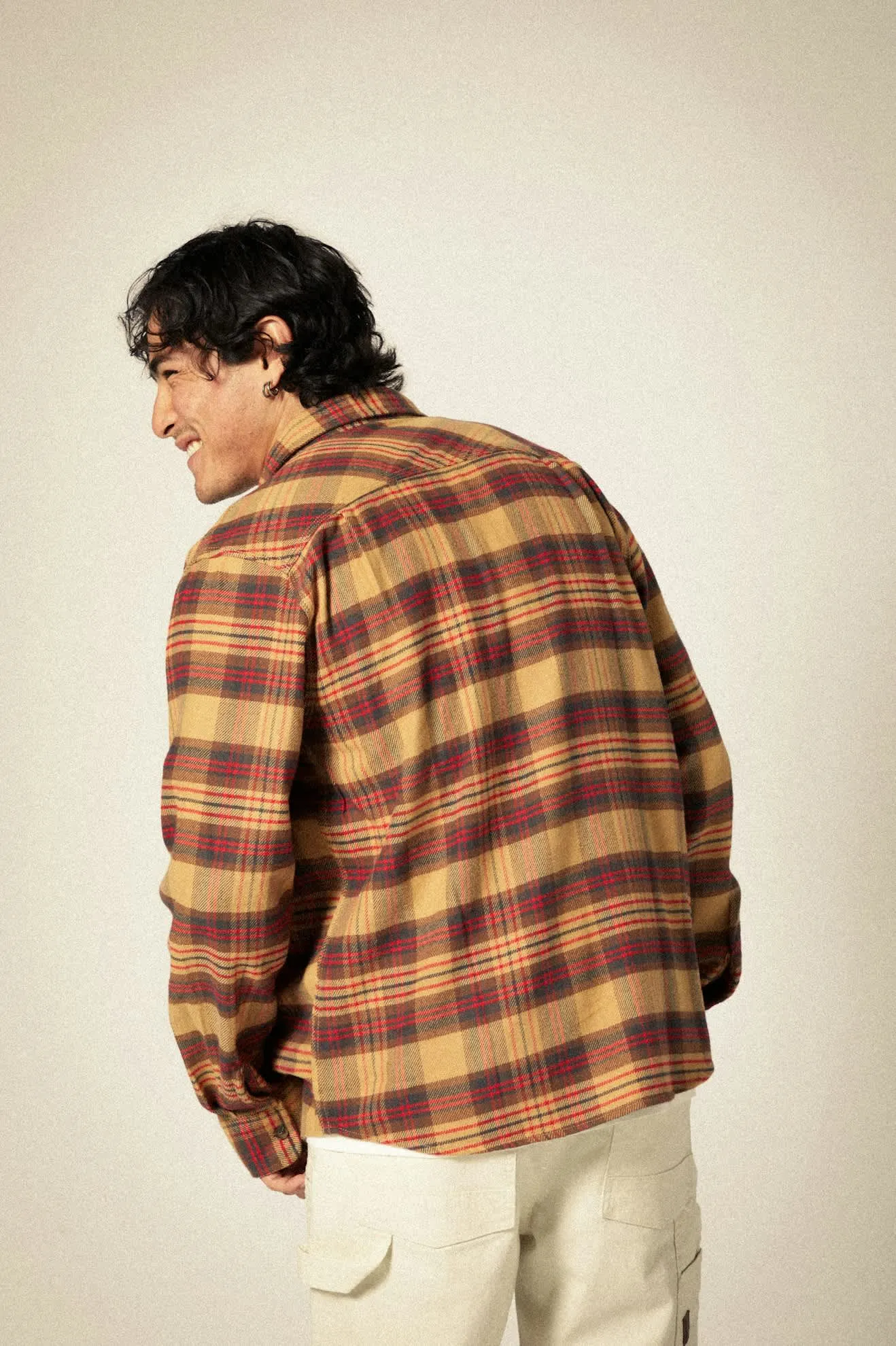 Bowery L/S Flannel - Curry/Washed Black/Crimson