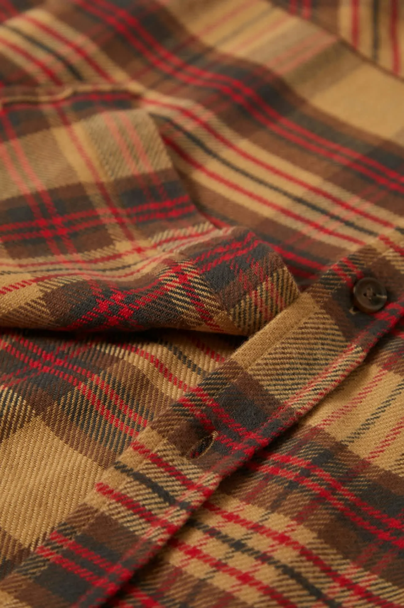 Bowery L/S Flannel - Curry/Washed Black/Crimson
