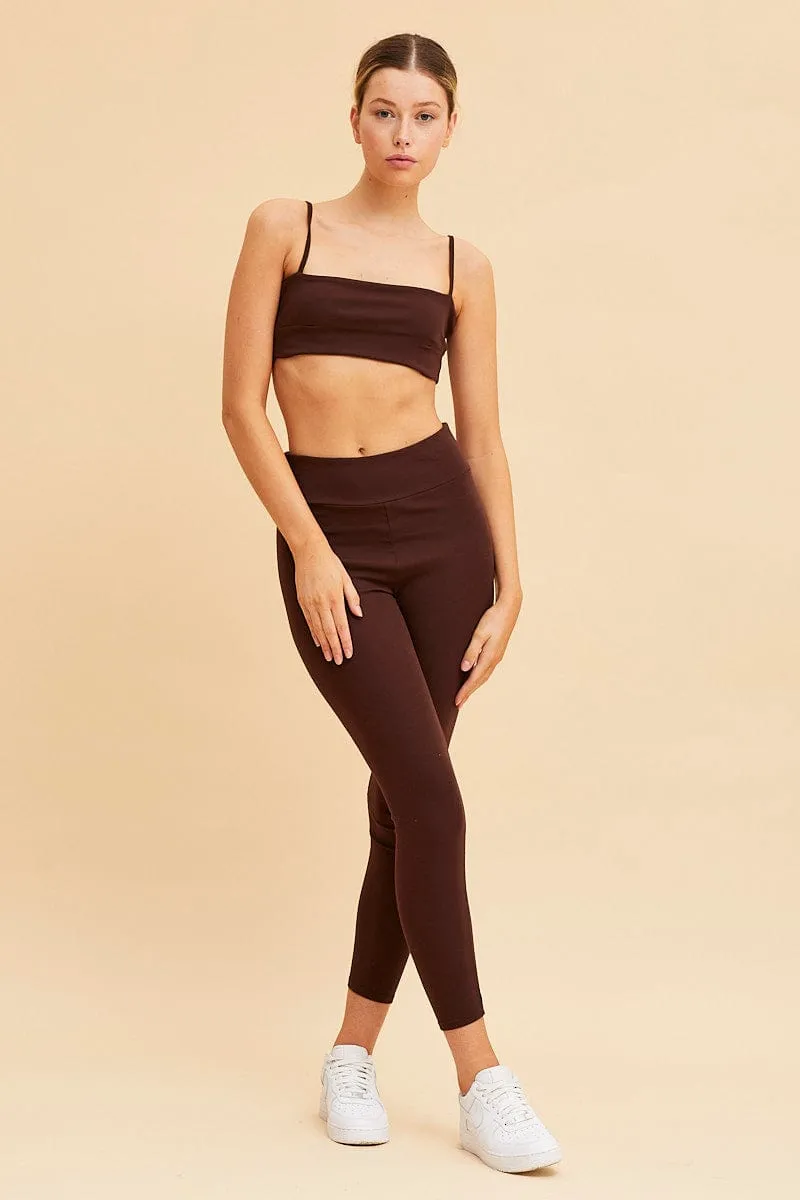 Brown Bandeau Singlet Top Cotton Stretch