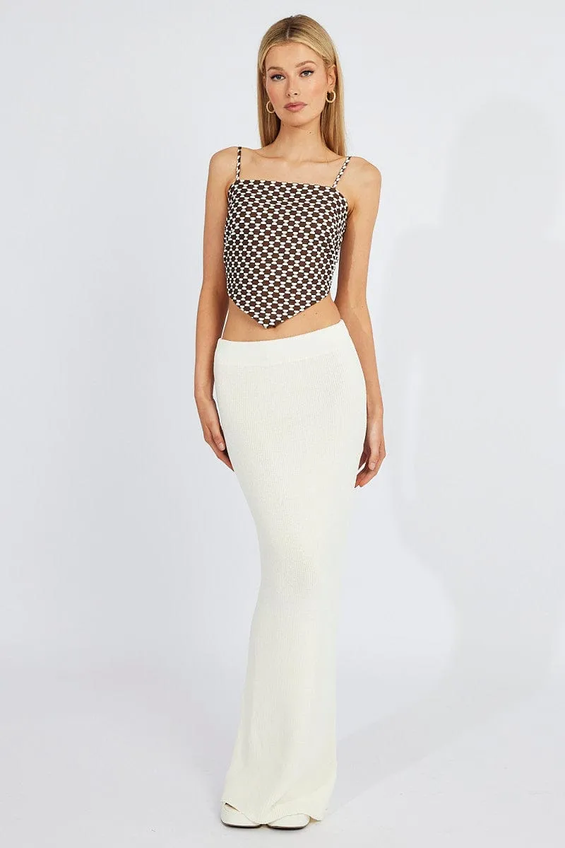 Brown Geo Scarf Cami Top Singlet