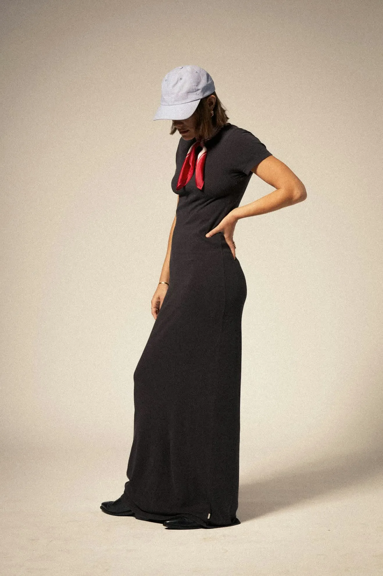 Carefree Organic Garment Dyed Slim Dress - Black