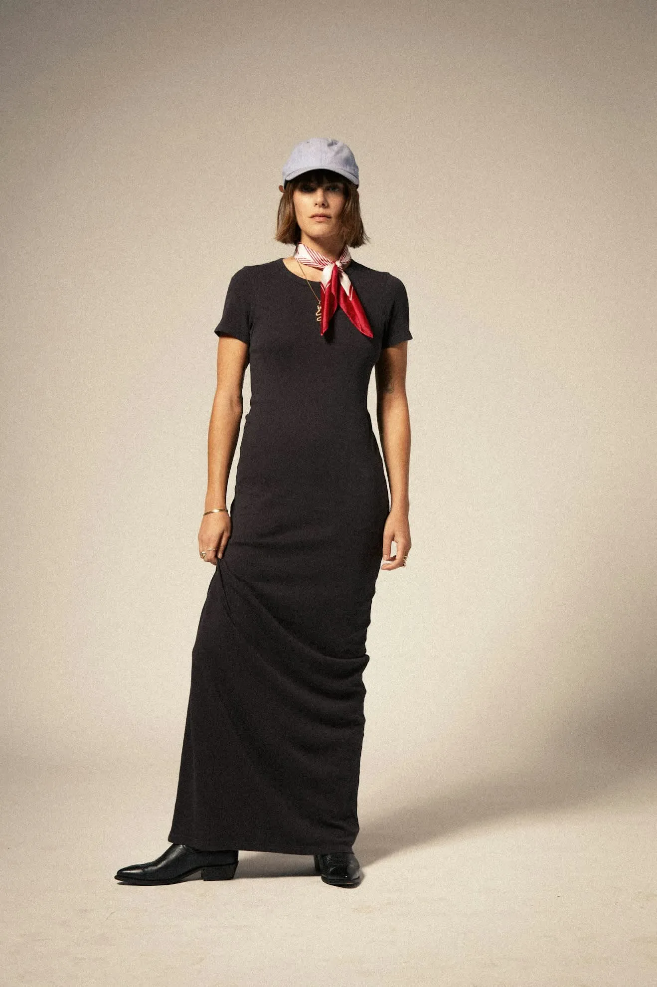 Carefree Organic Garment Dyed Slim Dress - Black