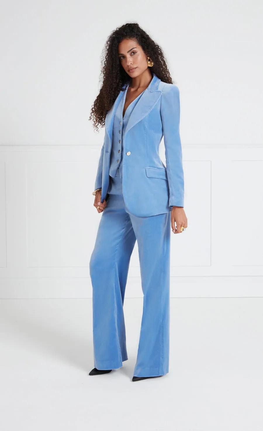 Clove Velvet Jacket - Cornflower