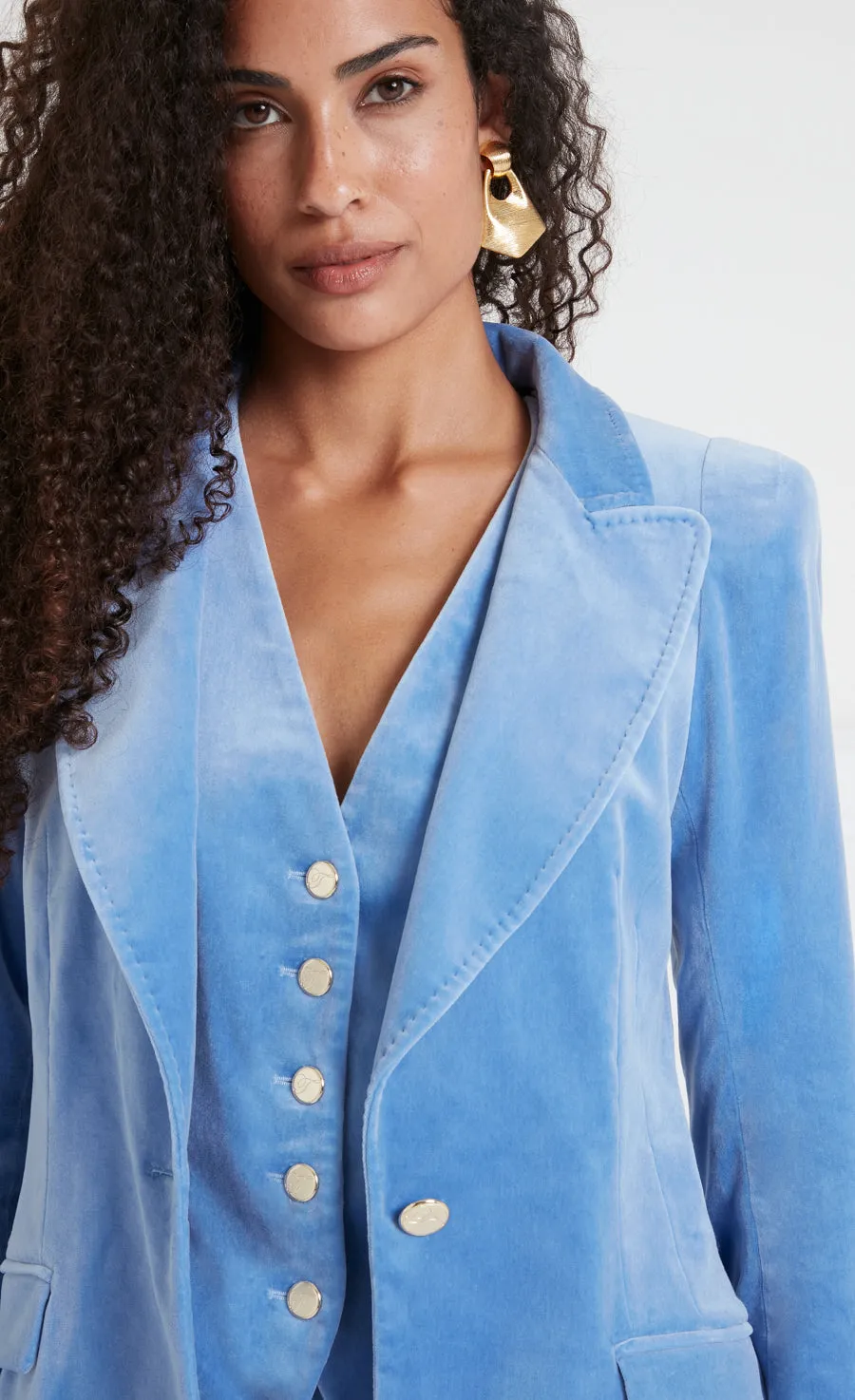 Clove Velvet Jacket - Cornflower