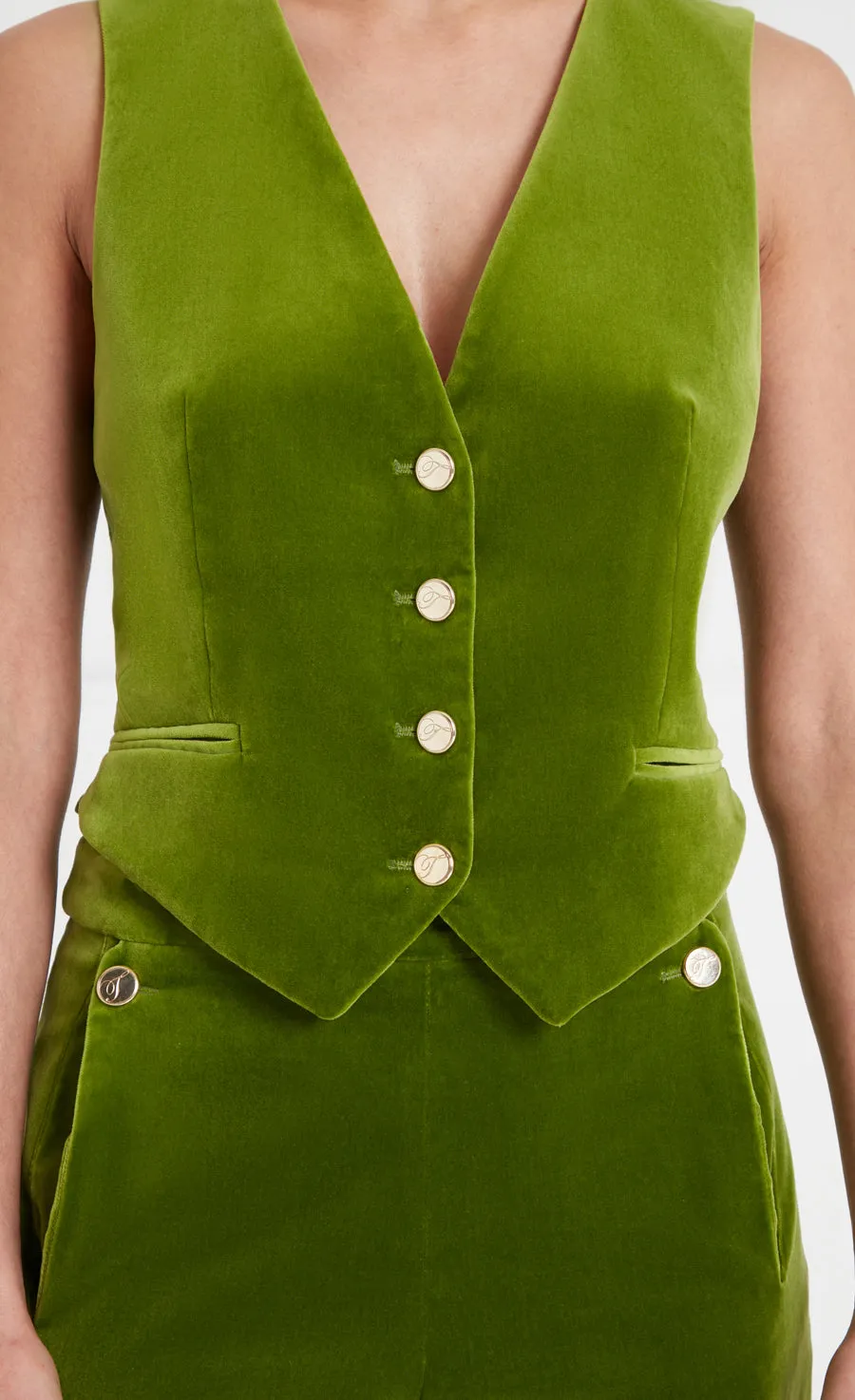 Clove Velvet Waistcoat - Chartreuse