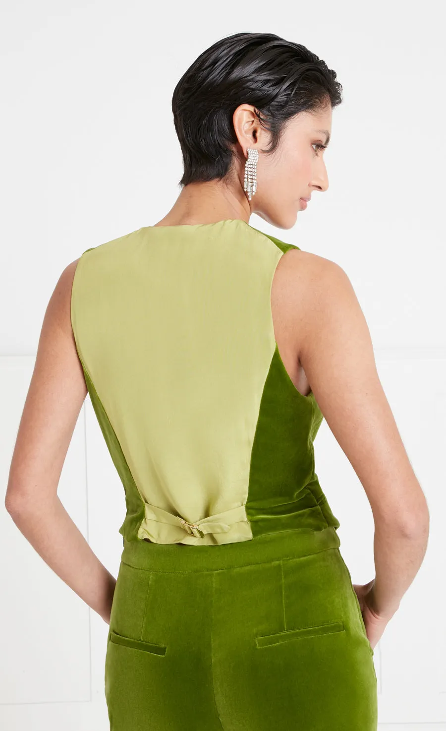 Clove Velvet Waistcoat - Chartreuse