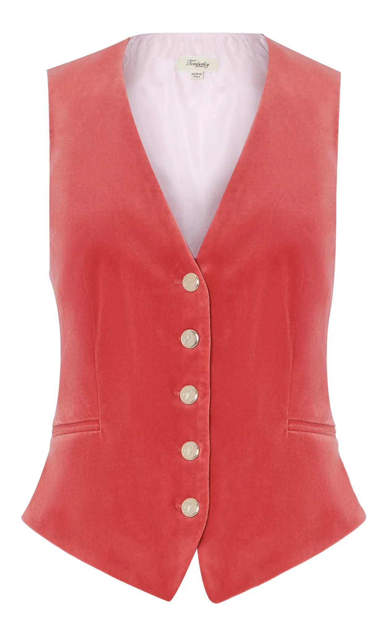 Clove Velvet Waistcoat - Coral