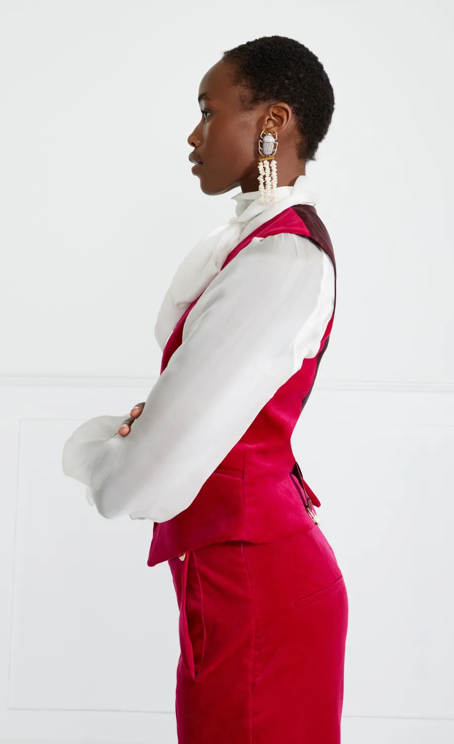Clove Velvet Waistcoat - Hot Pink
