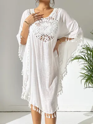 Crochet Sheer Tassel Swimsuit Bikini Beach Cover Up