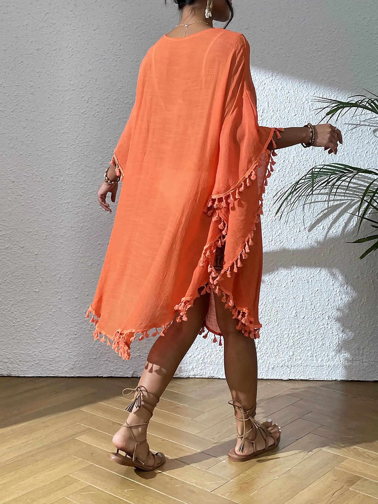 Crochet Sheer Tassel Swimsuit Bikini Beach Cover Up