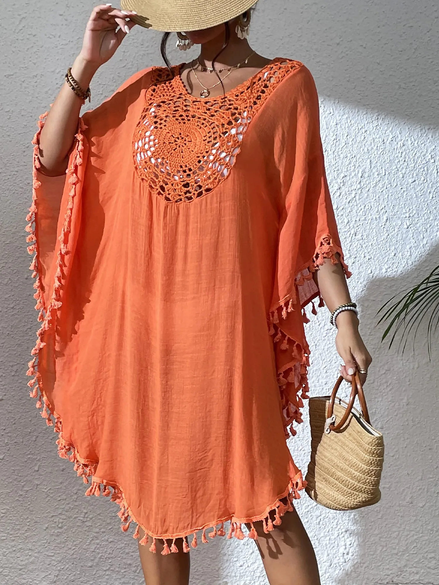 Crochet Sheer Tassel Swimsuit Bikini Beach Cover Up
