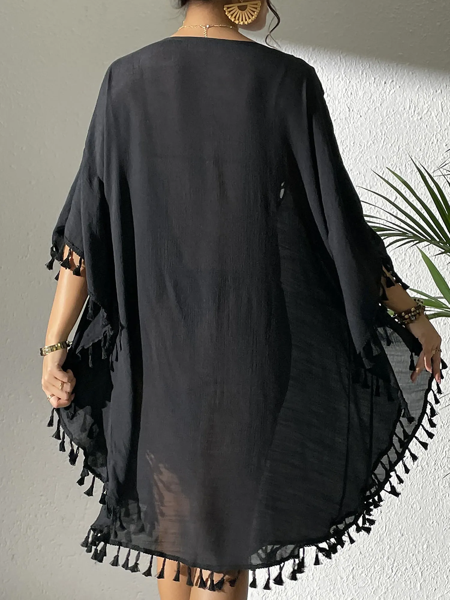 Crochet Sheer Tassel Swimsuit Bikini Beach Cover Up