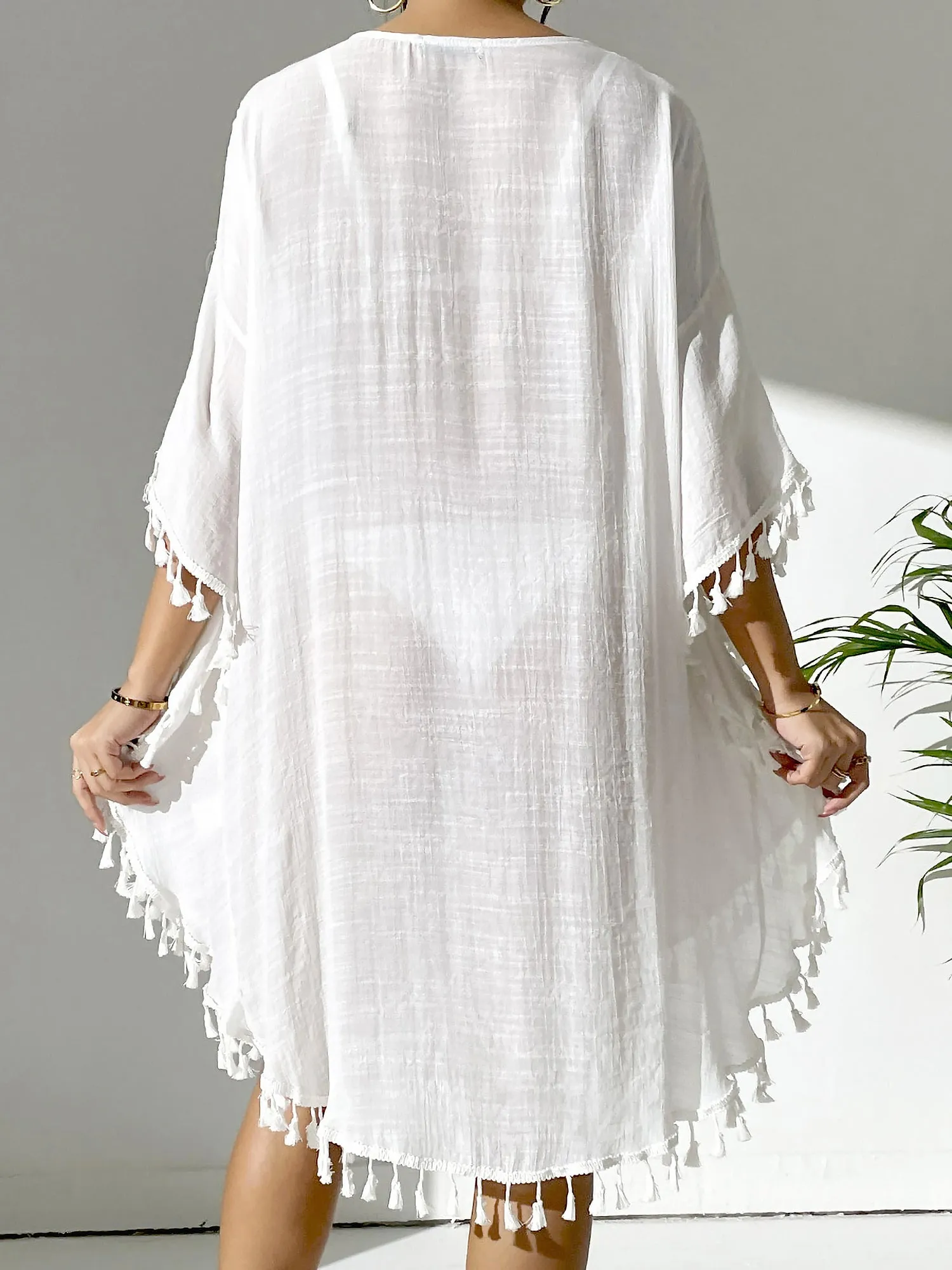 Crochet Sheer Tassel Swimsuit Bikini Beach Cover Up
