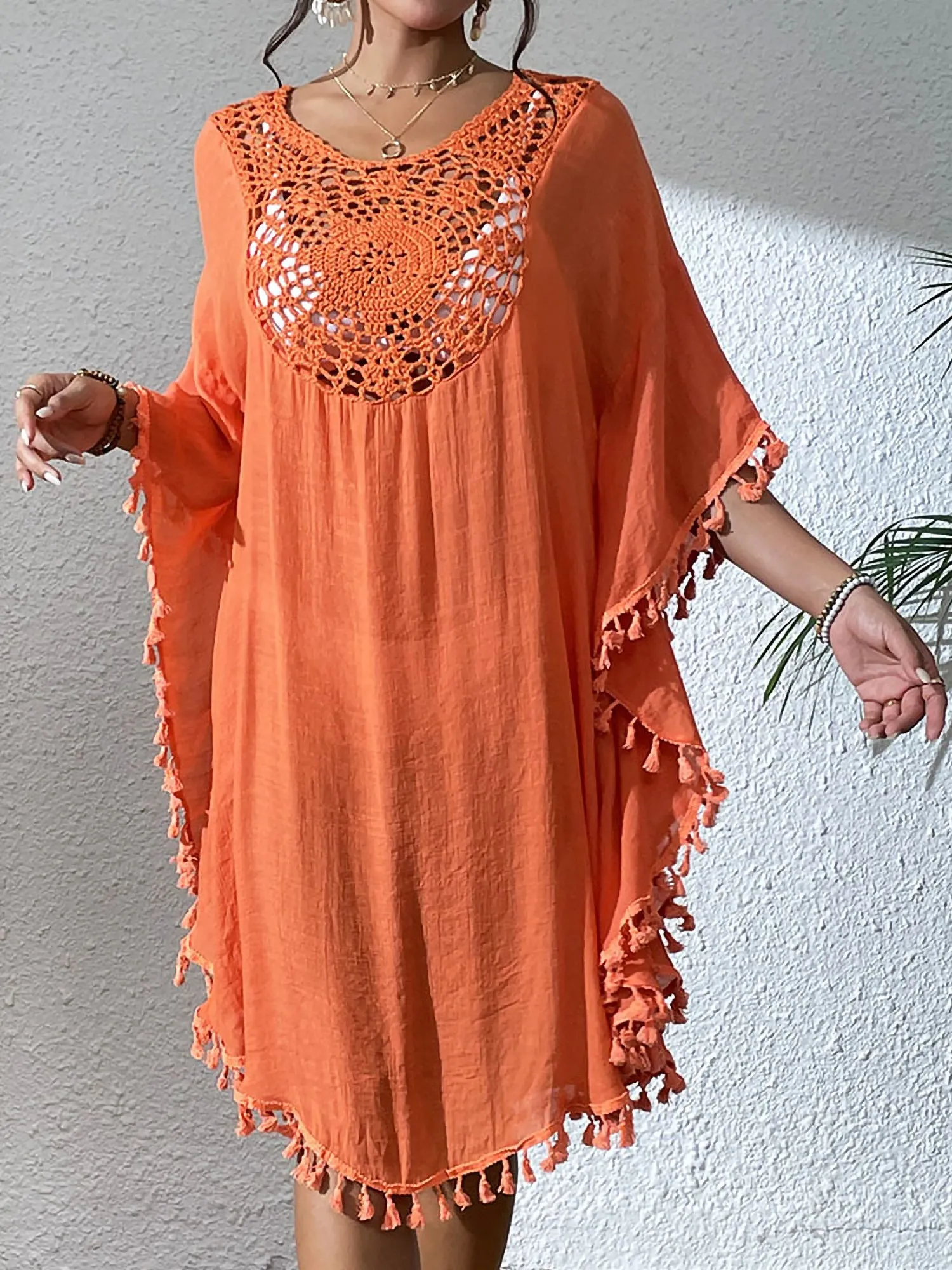 Crochet Sheer Tassel Swimsuit Bikini Beach Cover Up