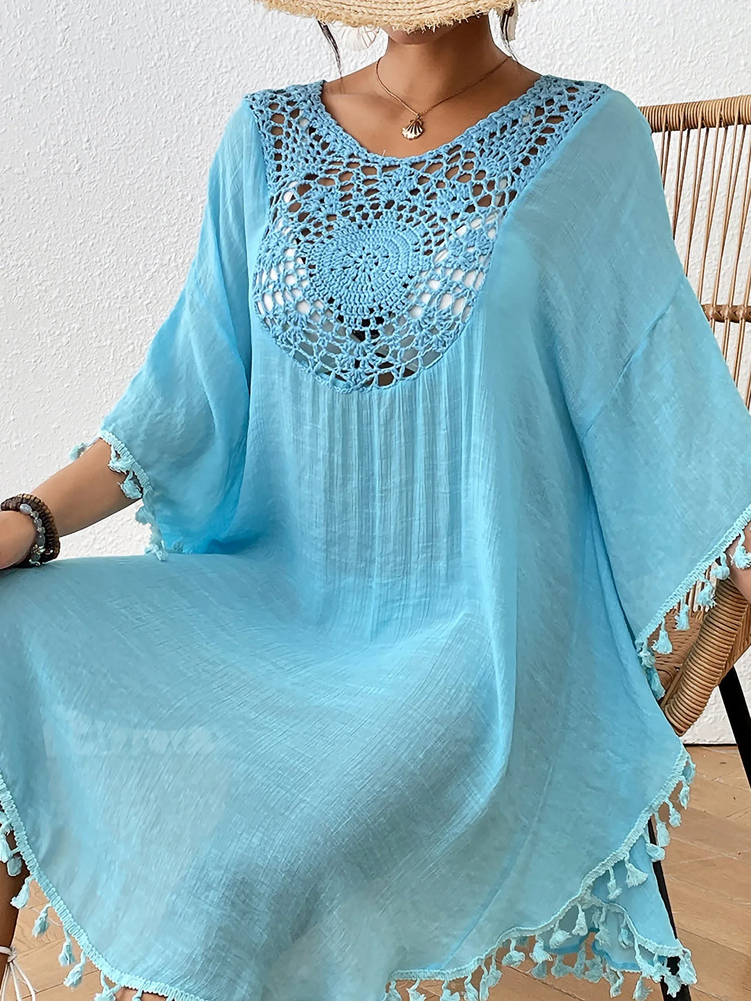 Crochet Sheer Tassel Swimsuit Bikini Beach Cover Up