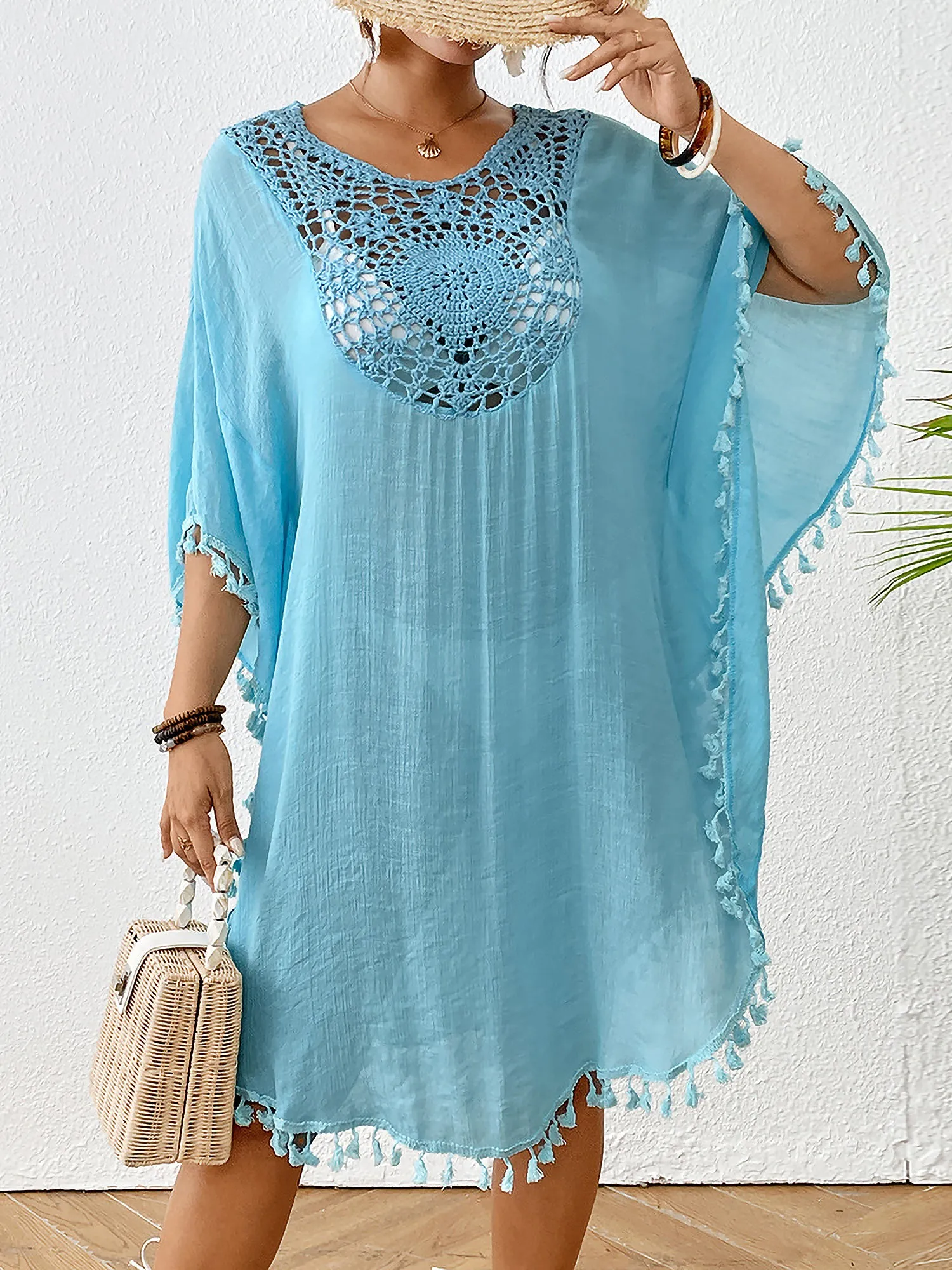 Crochet Sheer Tassel Swimsuit Bikini Beach Cover Up
