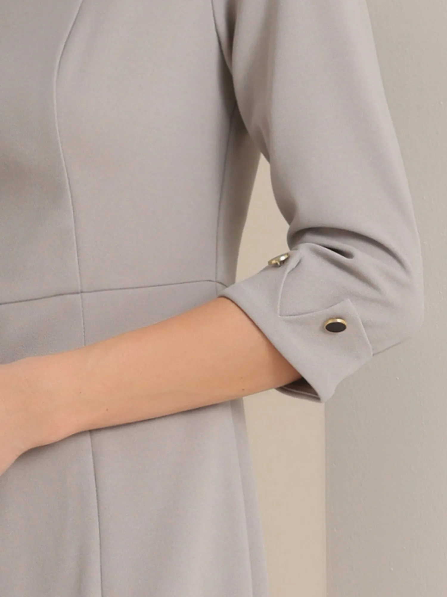 Elegant Boat Neck 3/4 Sleeves Work Midi Split Sheath Dress
