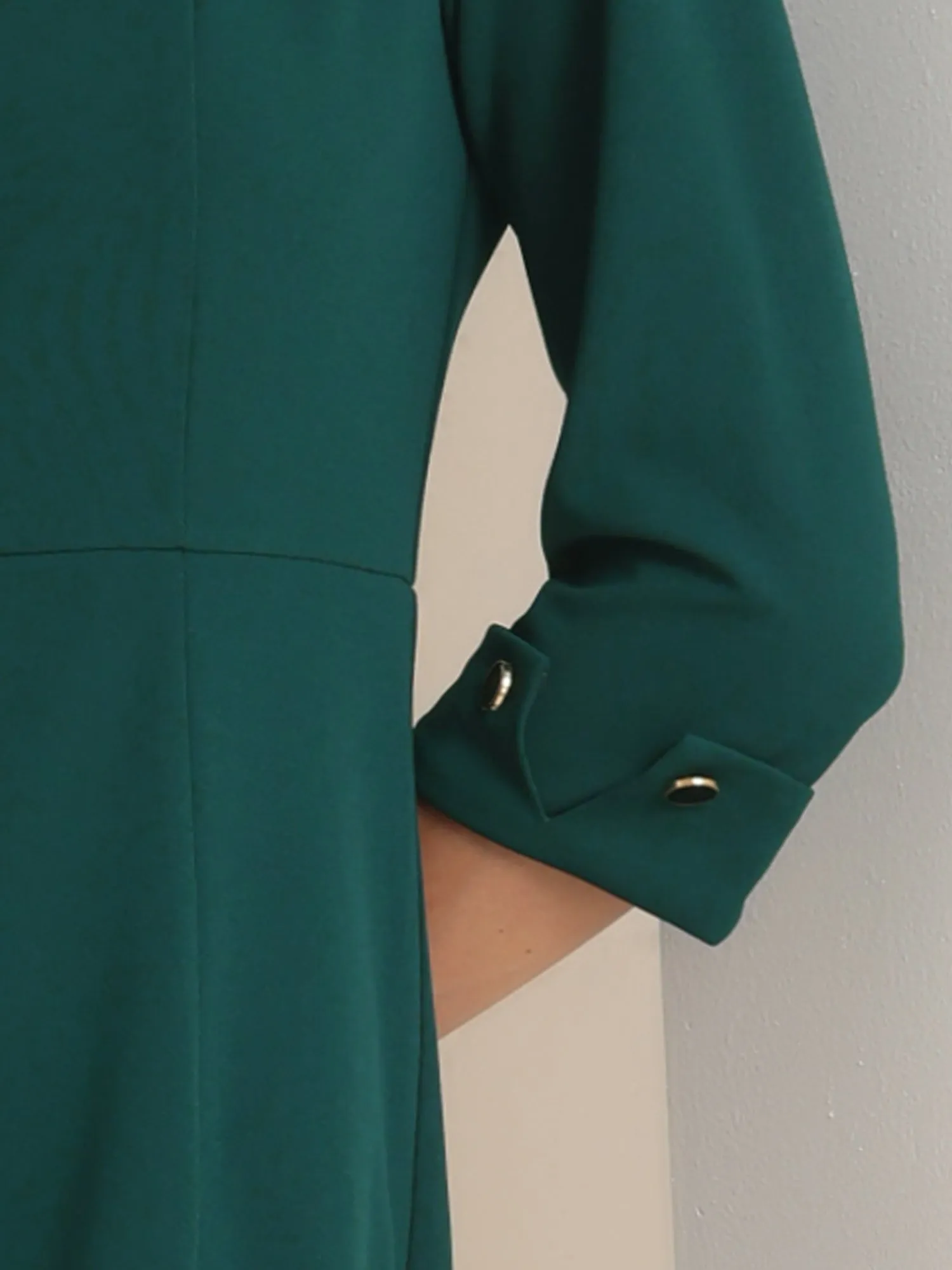 Elegant Boat Neck 3/4 Sleeves Work Midi Split Sheath Dress