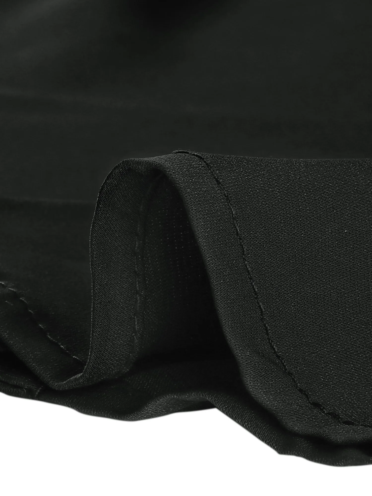 Elegant Contrast Collar 3/4 Sleeve Button Up Tie Neck Shirt