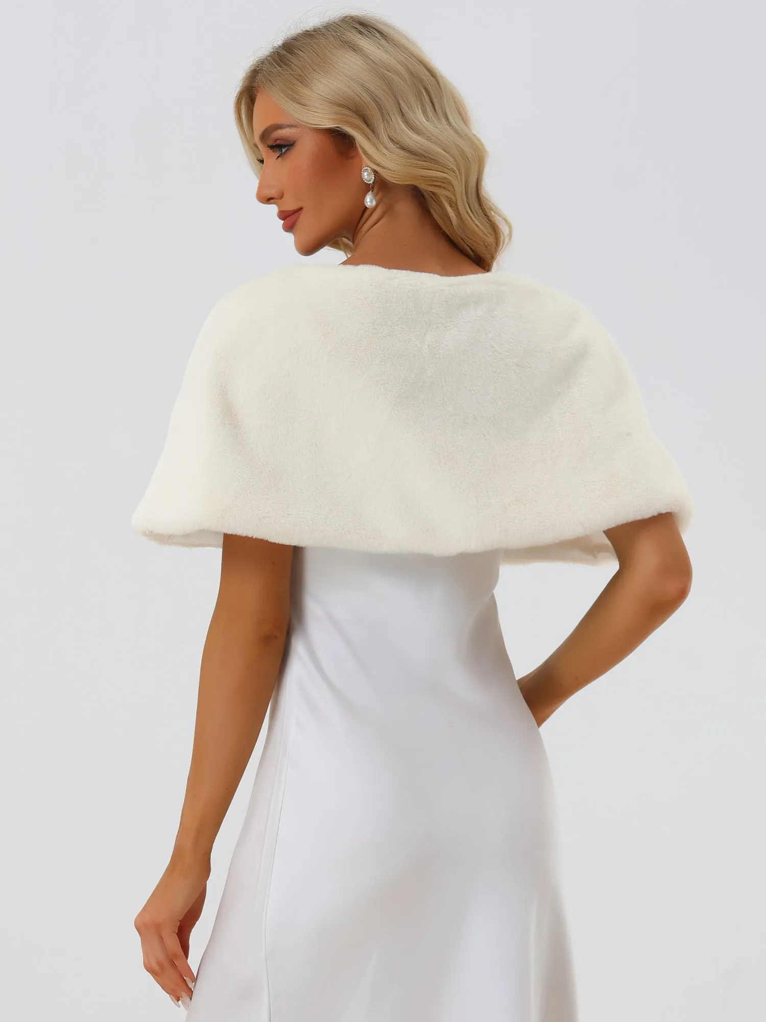 Elegant Faux Fur Shawl Bridal Wedding Party Wrap Stole Shrug