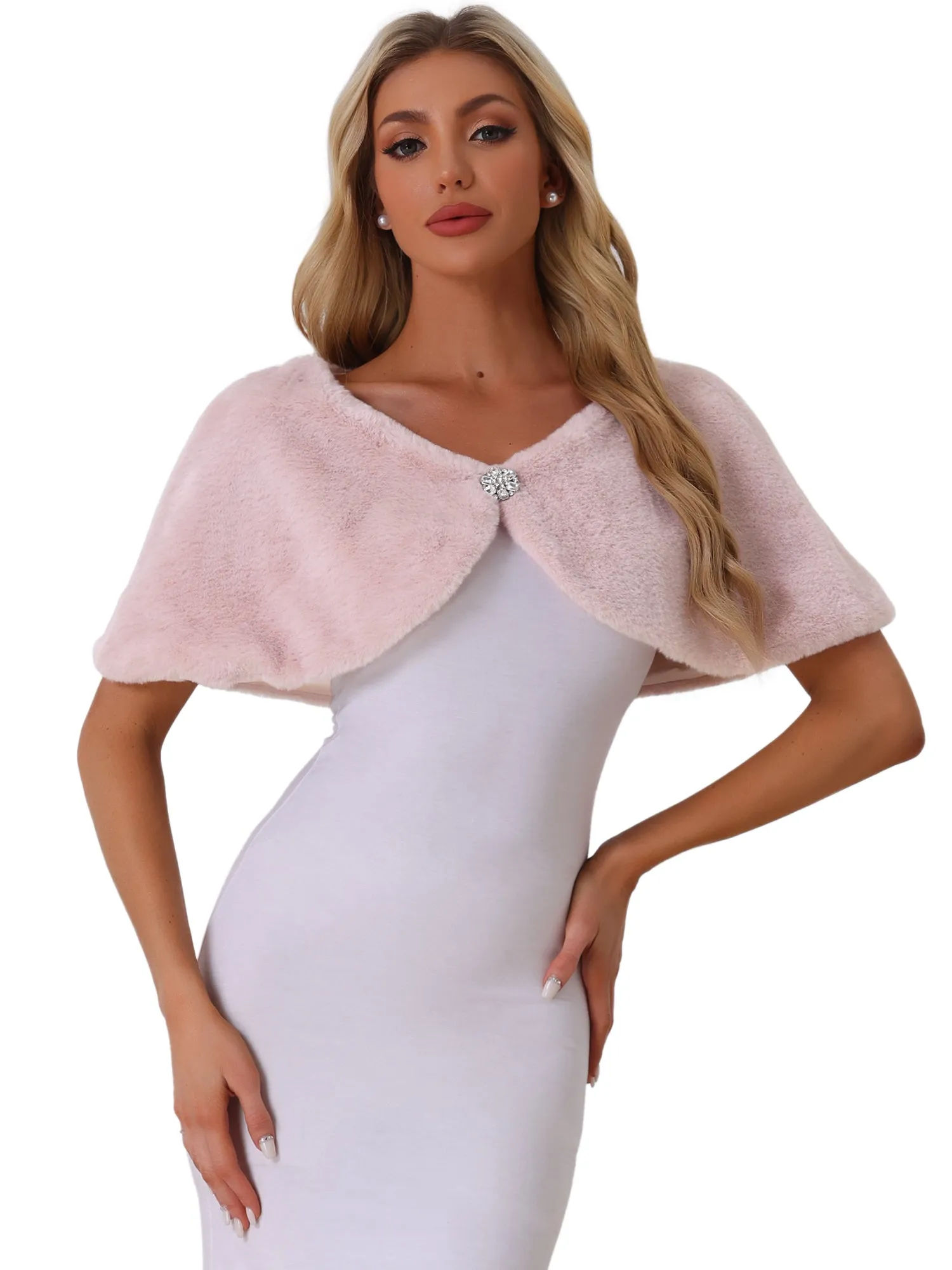 Elegant Faux Fur Shawl Bridal Wedding Party Wrap Stole Shrug