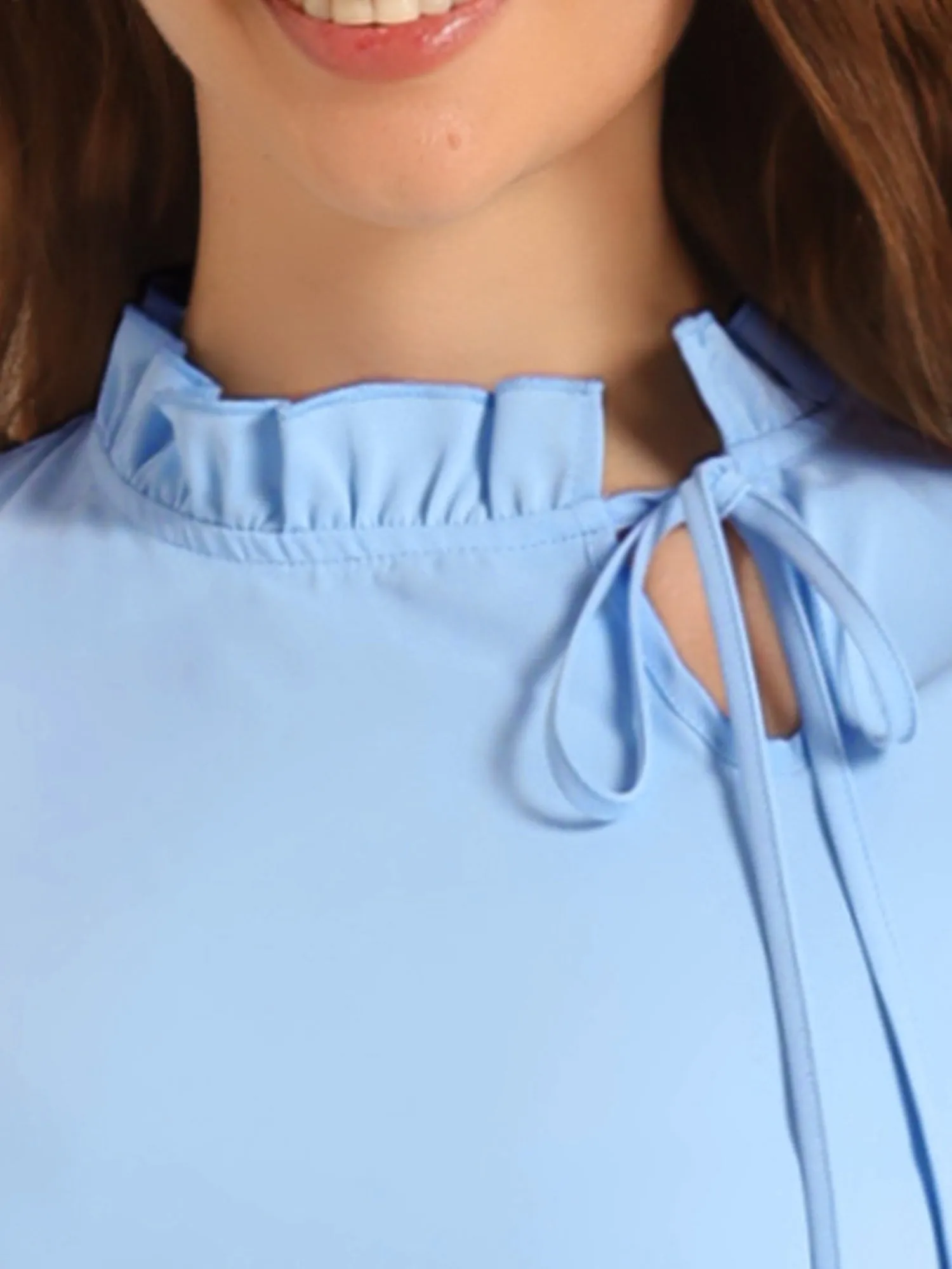 Elegant Long Sleeve Blouse Ruffle Tie Neck Business Work Top