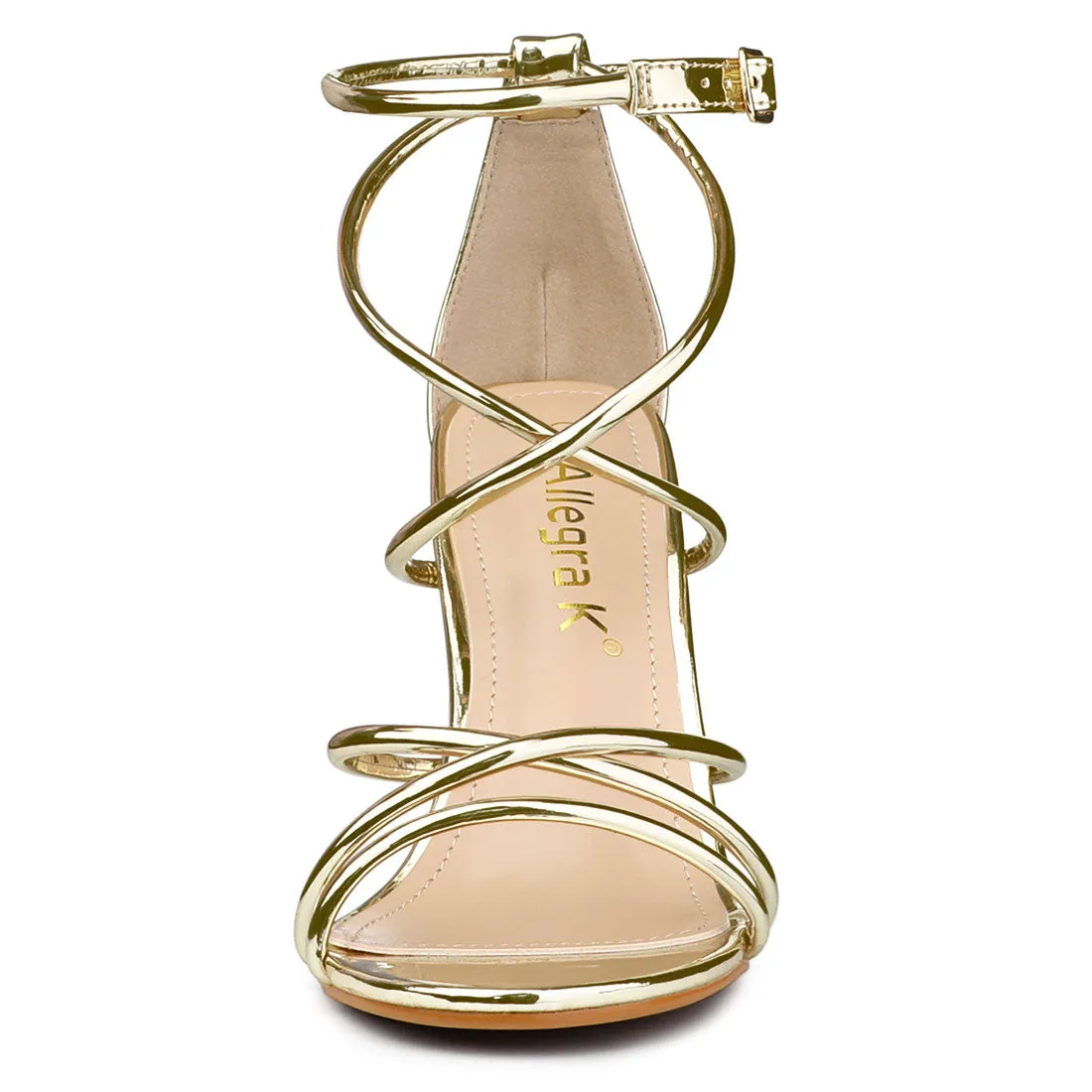 Elegant Open Toe Strappy Strap Stiletto Heel Sandals