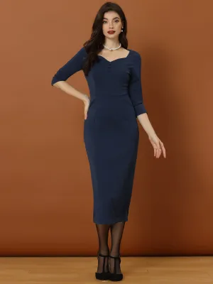 Elegant Sheath Sweatheart Neck Half Sleeve Office Work Dress