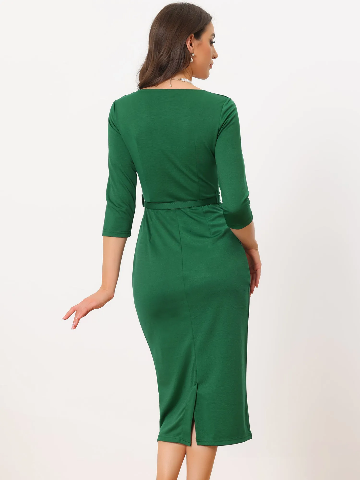 Elegant Sheath Sweatheart Neck Half Sleeve Office Work Dress
