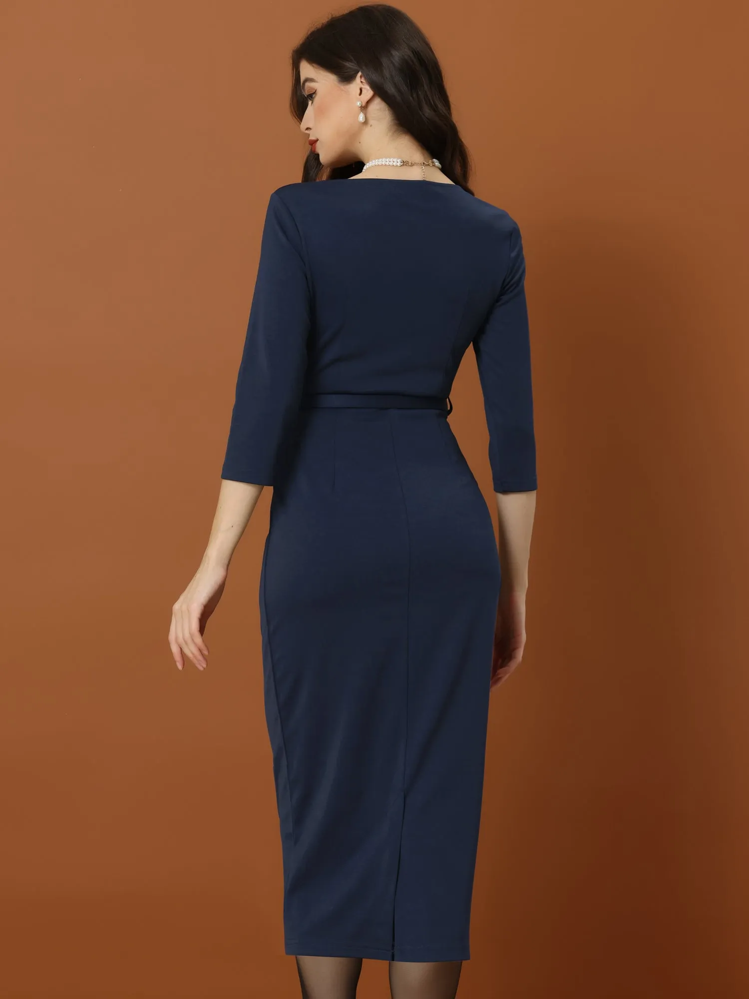 Elegant Sheath Sweatheart Neck Half Sleeve Office Work Dress