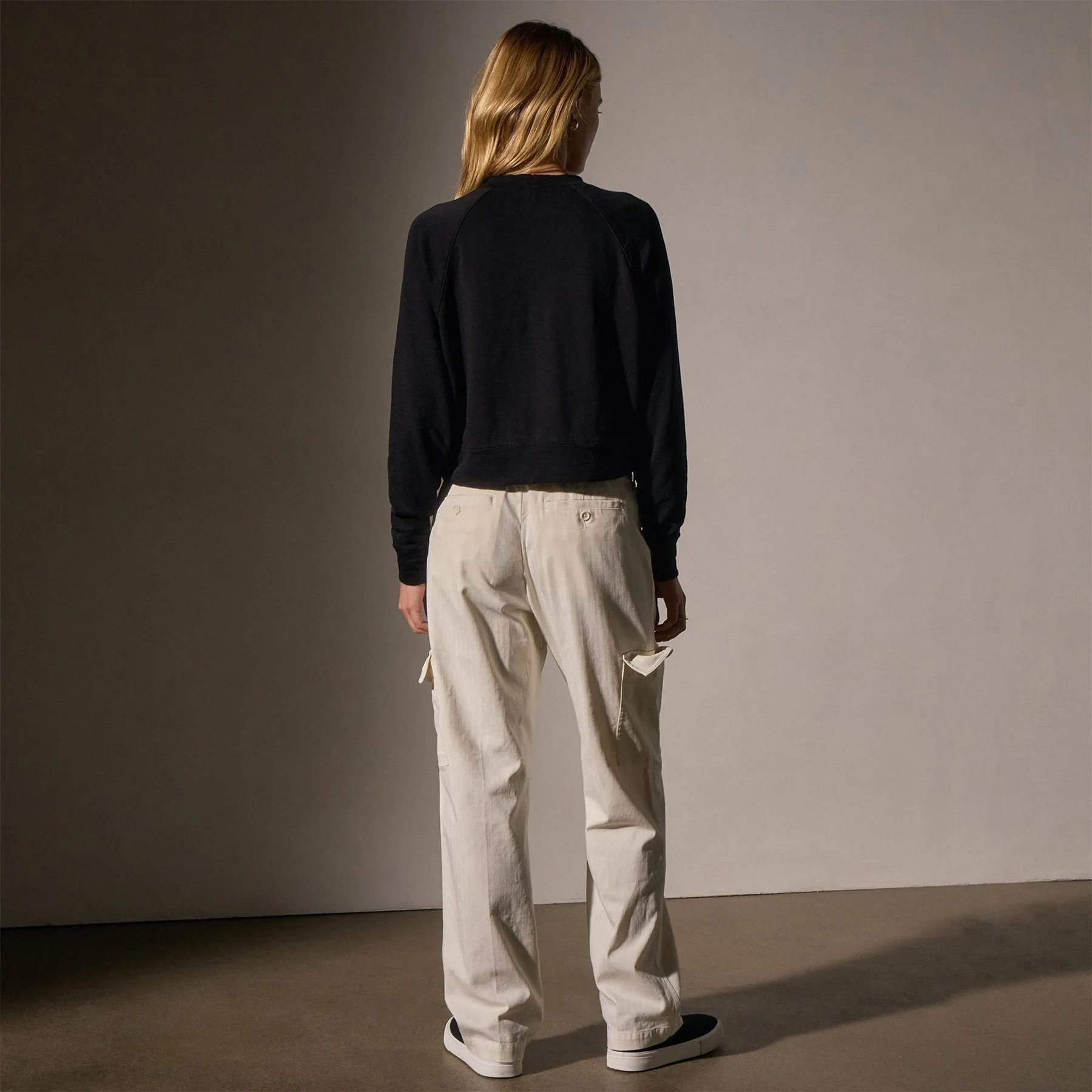 French Terry Cropped Mock Neck - Black