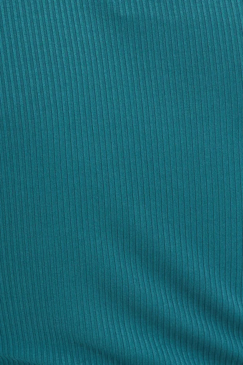 Green Curved Hem T Shirt Ribbed