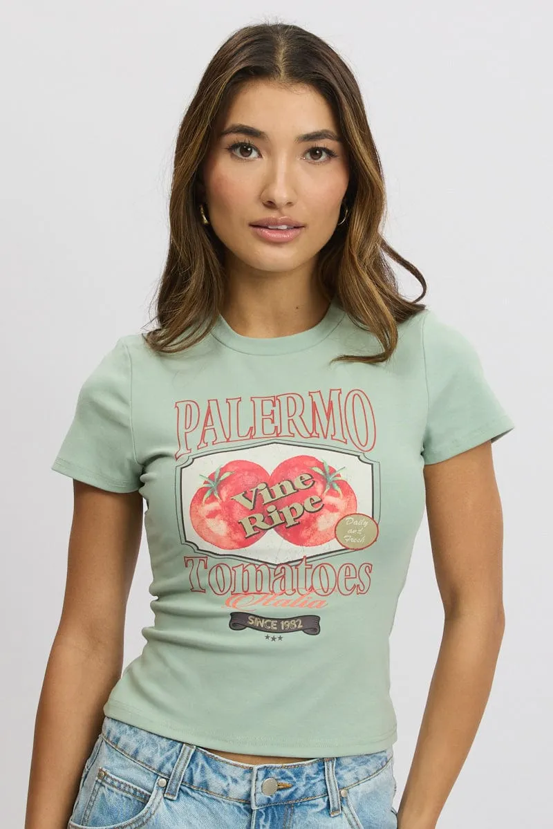 Green Graphic Tee Short Sleeve