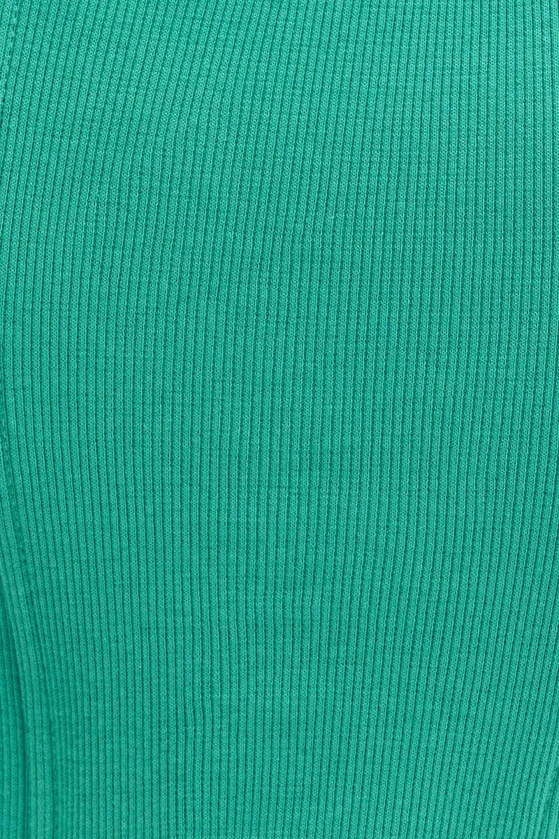 Green Rib Singlet Round Neck