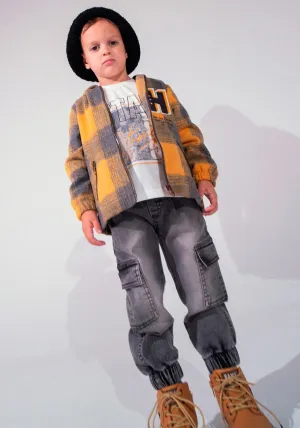 Hashtag Mini Boy Three Piece Check Set, Mustard