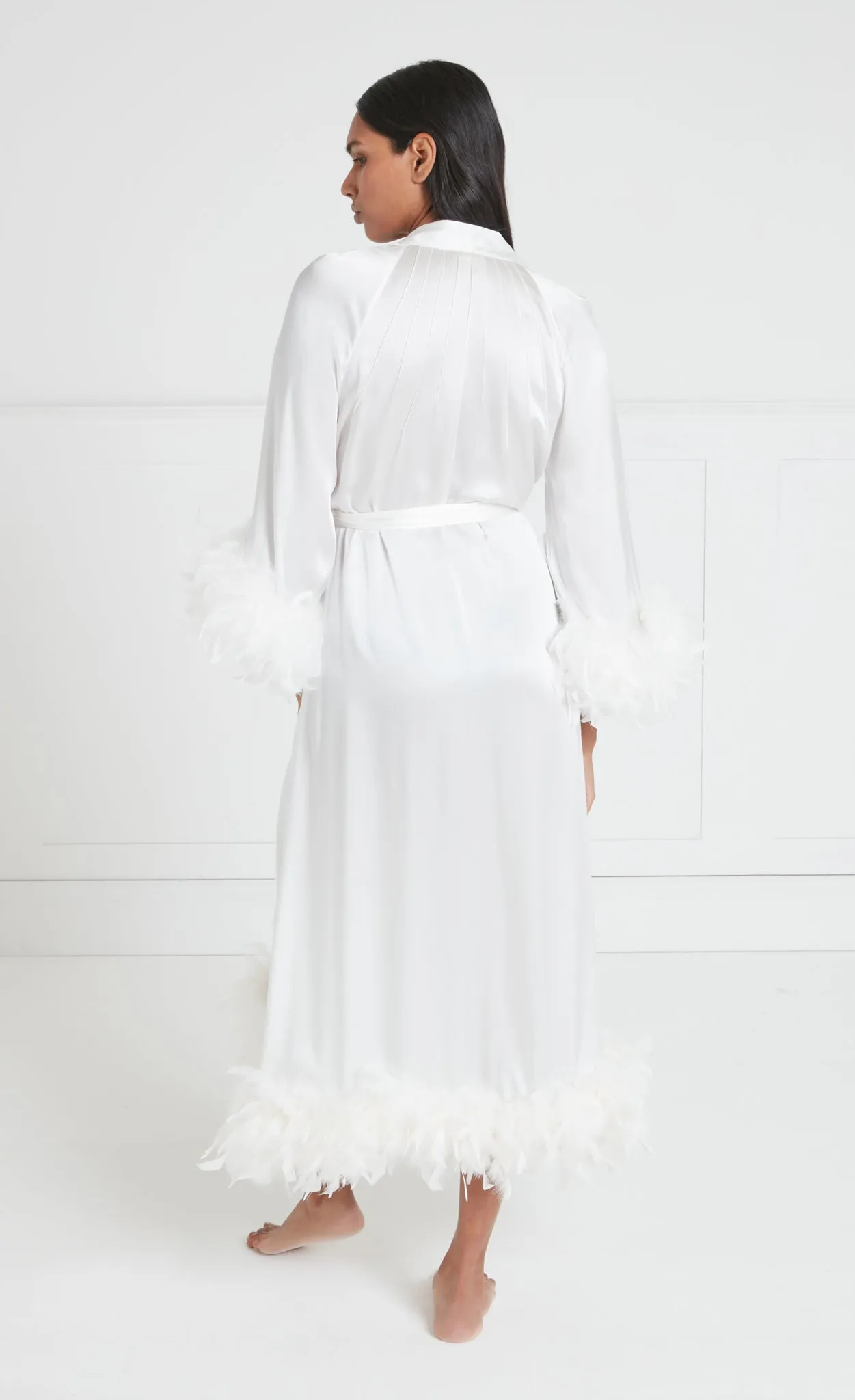 Hebe Ostrich Feather Robe - Off White