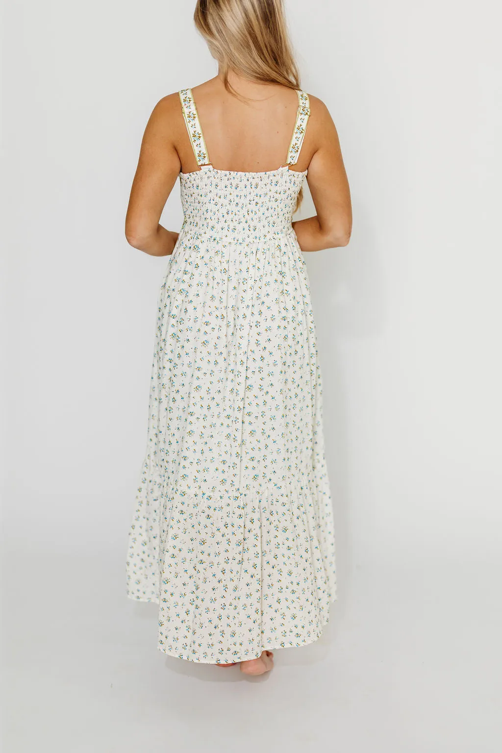 Kenna Floral Embroidered Maxi In French Blue