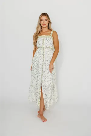 Kenna Floral Embroidered Maxi In French Blue