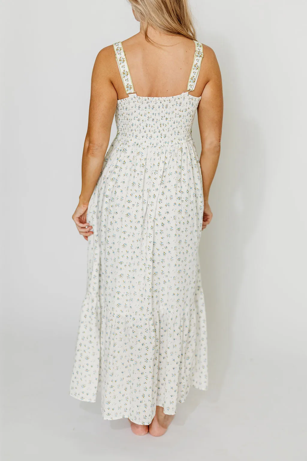 Kenna Floral Embroidered Maxi In French Blue