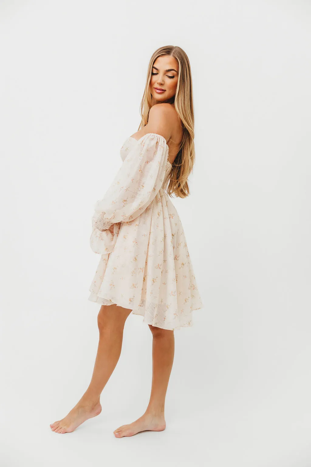 Kennedy Floral Mini Dress in Cream - Bump Friendly - PRE-ORDER