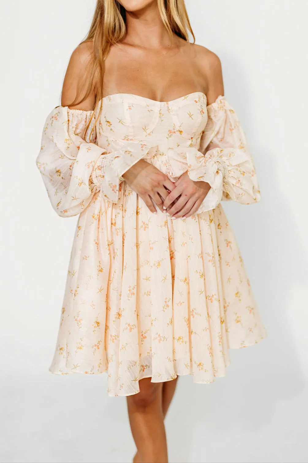 Kennedy Floral Mini Dress in Cream - Bump Friendly - PRE-ORDER